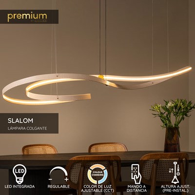 Lucide SLALOM - Lámpara colgante - LED Regul. - CCT - 1x80W 2200K/4000K - Beige | Premium